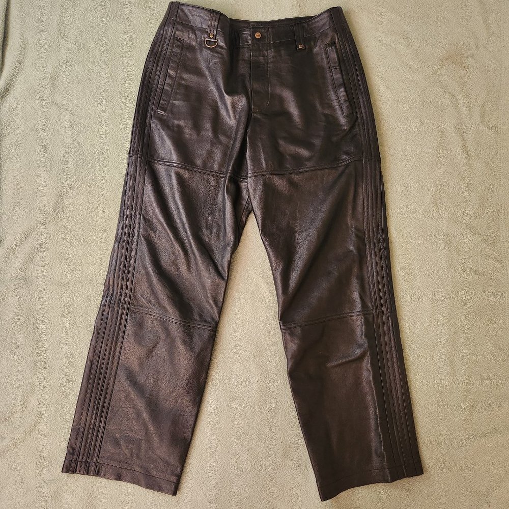 Vintage Adidas Black Leather Pants